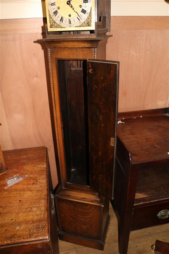 An oak Grandmother longcase clock H.167cm